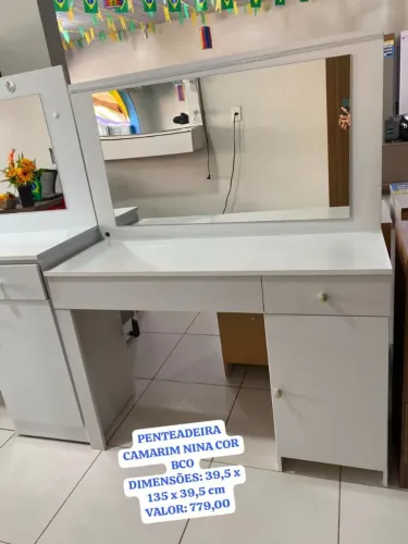 Penteadeira Camarim Nina Cor Branco com Led novo
