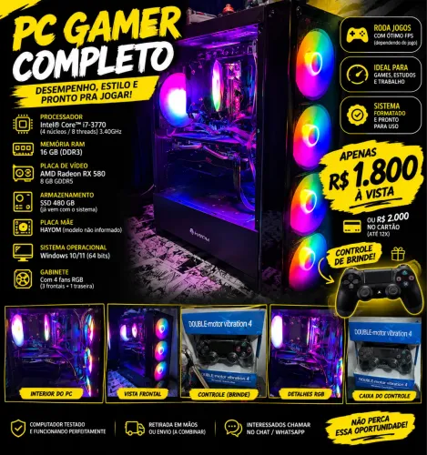 PC Gamer I7 3770. + RX580 8GB
