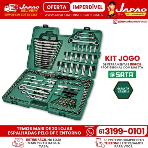 Kit Jogo de Ferramentas 150 Pcs Profissional Sata (Retire na Loja Mais Perto da Sua Casa)