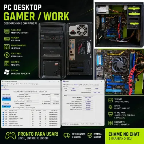 PC Desktop AMD FX - 4GB DDR3 - HD 250GB
