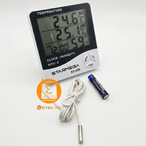 Termo Higrômetro Digital (Medidor de Temperatura Umidade com Sensor Externo)