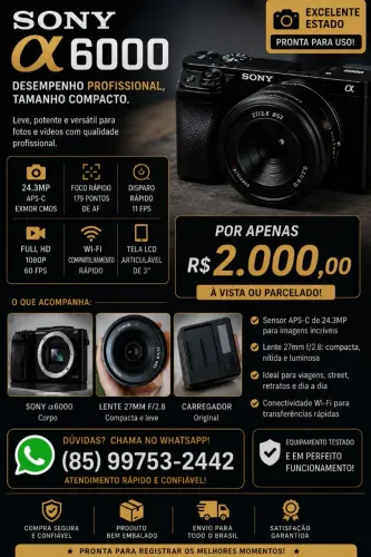 Sony A6000 com lente 27mm 2.8