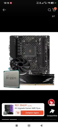Kit Upgrade Ryzen 5500 + 8GB de RAM+ Placa mãe e Cooler