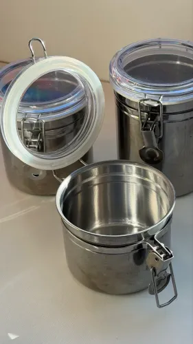 kit 3 potes herméticos aço inoxidável
