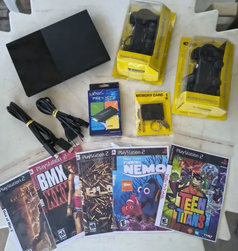 Ps2 Slim tunado com 80 Jogos + 5 Jogos em DVD entrega grátis