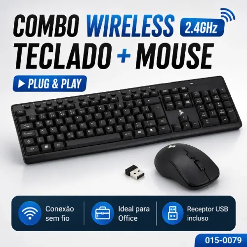 Combo Teclado E Mouse Querty Wireless Sem Fio 2.4ghz