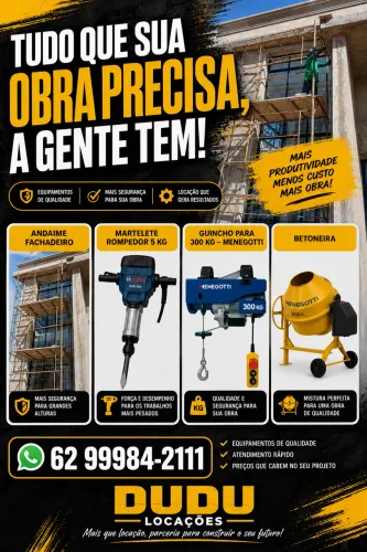 Locação andaime fachadeiro e equipamentos