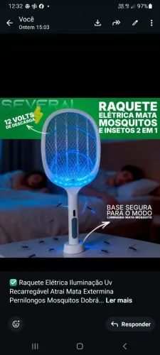 Raquete mata mosquito 2x1 