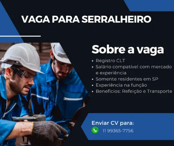 VAGA DE TRABALHO PARA SERRALHEIRO 