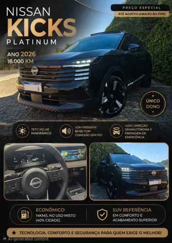 Nissan Kicks 1.0 Turbo Platinum 2026