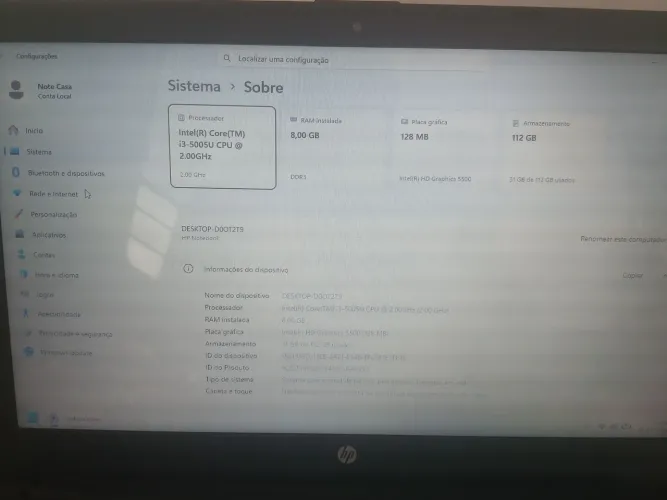 Notebook HP I3 de 5° geração I3 5005U