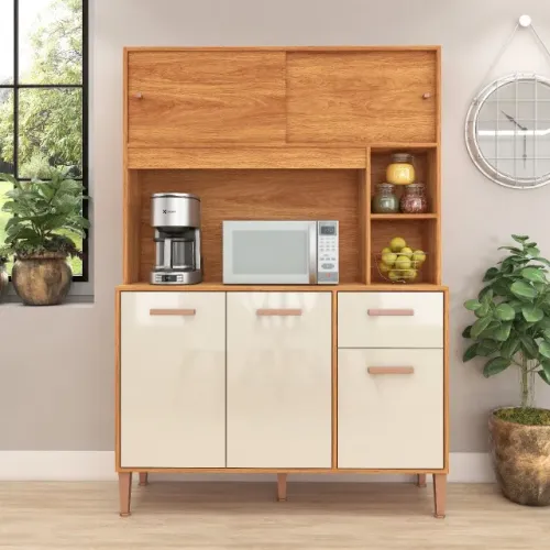 Armário de Cozinha Pérola Fellicci Cinamomo/Off White - Entrega Rápida! 