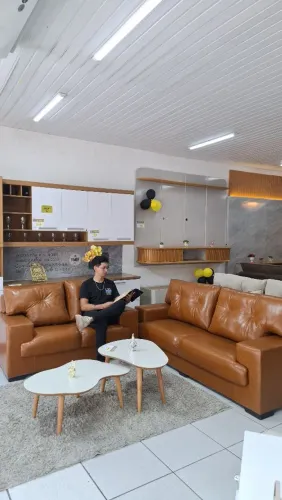 Conjunto de sofá em courissimo - novo a pronta entrega 