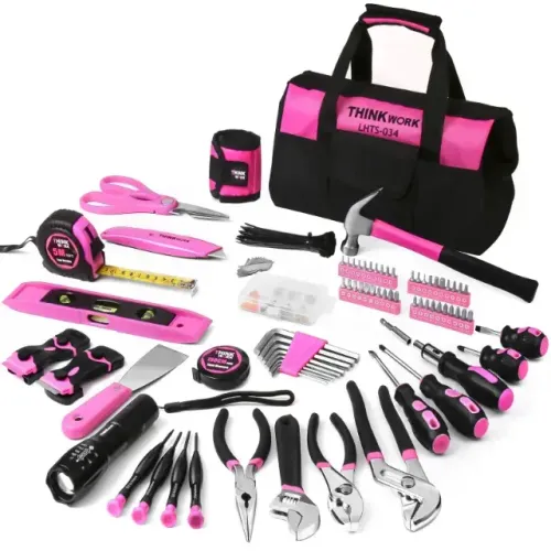 Kit Jogo De Ferramentas Thinkwork Rosa 207 Peças Com Bolsa