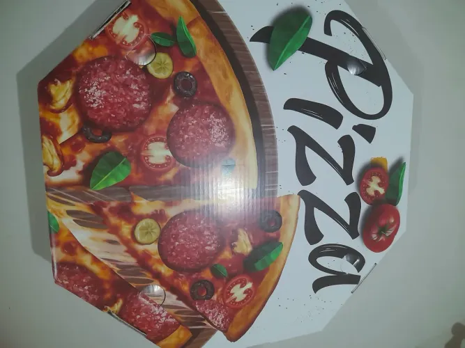 Caixa de Pizza 35cm Oitavada Dupla Face Branca com Trava