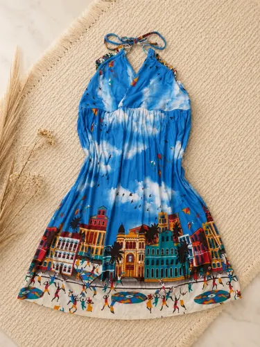 Vestido Estampado Curto - Tamanho M