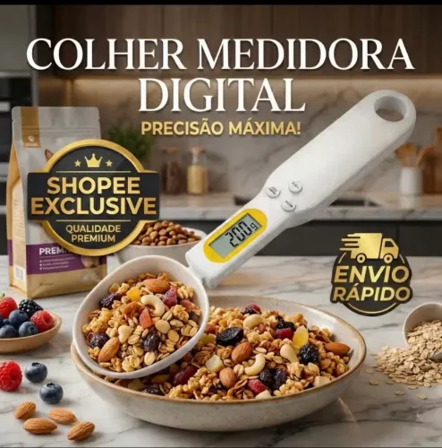 Colher Balança Digital Para Cozinha e Ração Pet Medidor de Precisão 500g Pegador