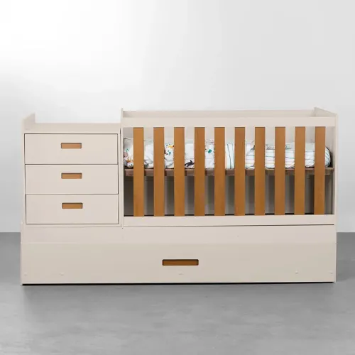 Berço Multifuncional Luna com Cama Auxiliar - Areia com Savana