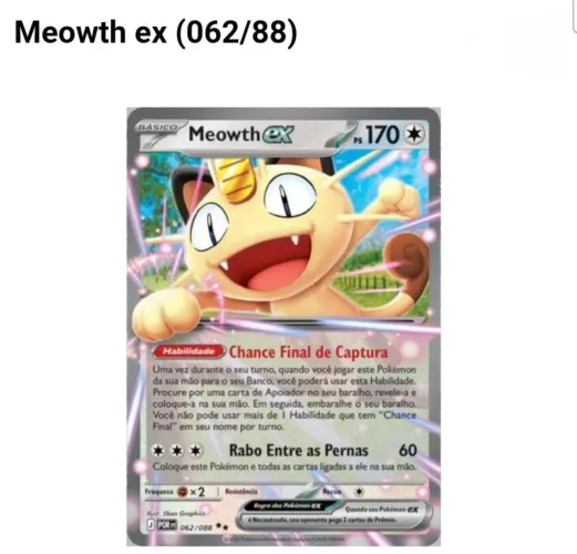 Carta Pokemon - Meowth ex (062/88)