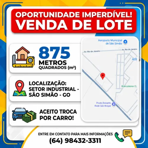 Terreno 875 m² em São Simão-GO - Oportunidade Imperdível