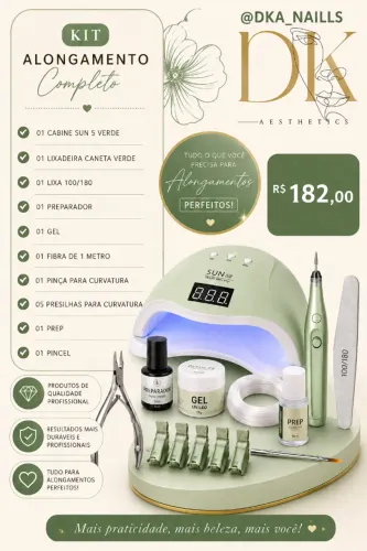 KIT ALONGAMENTO DE UNHA COMPLETO
