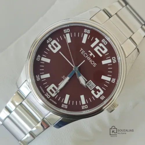 Relógio Technos Racer 5ATM - À Prova D?Água Militar Red Aço Inoxidável Prata