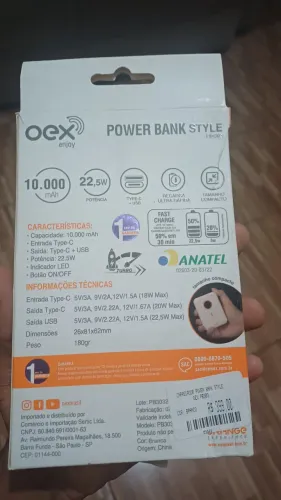 Carregador portatil 10.000mah oex