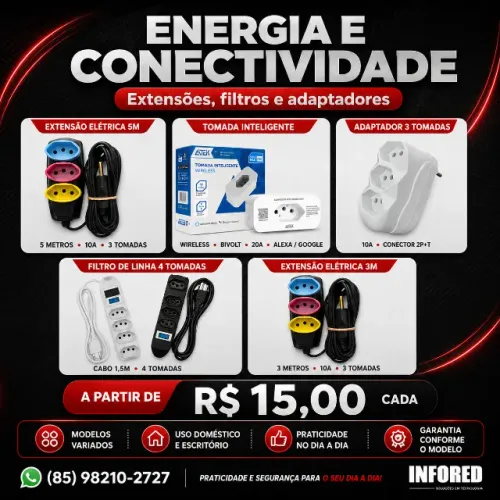 Extensões, filtros e adaptadores