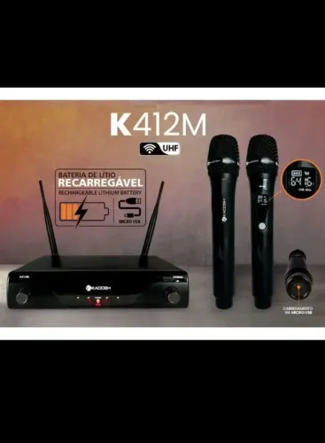 Microfone Kadosh Kdsw-412m Sem Fio Bateria Recarregavel