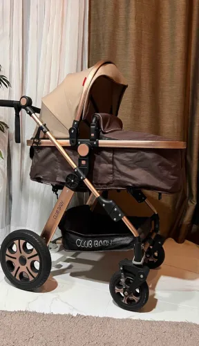 Carrinho novo club baby dourado 2 em 1