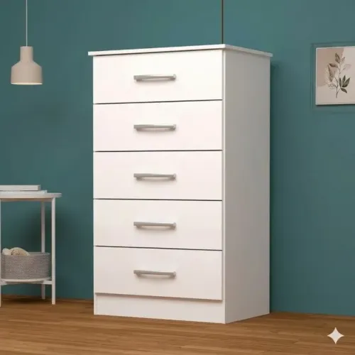 Cômoda Branca Jamile 5 Gavetas - Compacta e Multiuso (Nova)