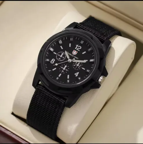 Relógio all black men military com pulseira confort