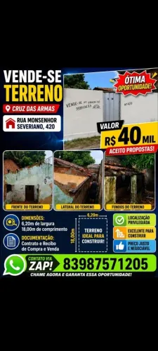 Vende-se terreno em cruz das armas
