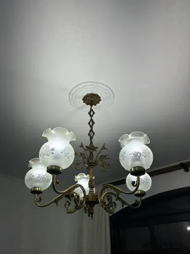 Lustre antigo bronze 5 lâmpadas