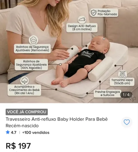 Travesseiro Bebê Antirefluxo NOVO