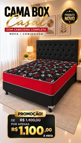 Promoção de 1400 por 1100 Cama box casal com cabeceira completa toda acolchoada de encaixe