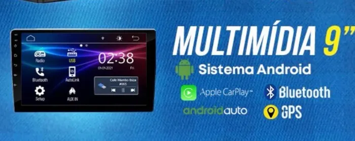 Multimídia Android 9? - CarPlay, Android Auto, Bluetooth e GPS