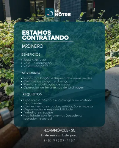 VAGA: JARDINEIRO ? OBRA DE PAISAGISMO