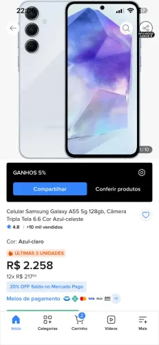 ? SAMSUNG GALAXY A55 5G (256GB) - SEMINOVO IMPECÁVEL!