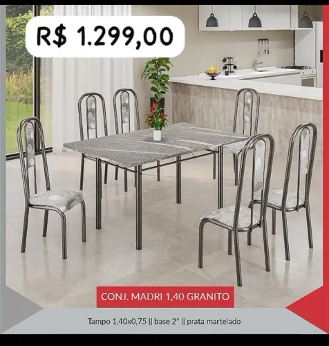 Mesa de 6 cadeiras. Reforçadas 