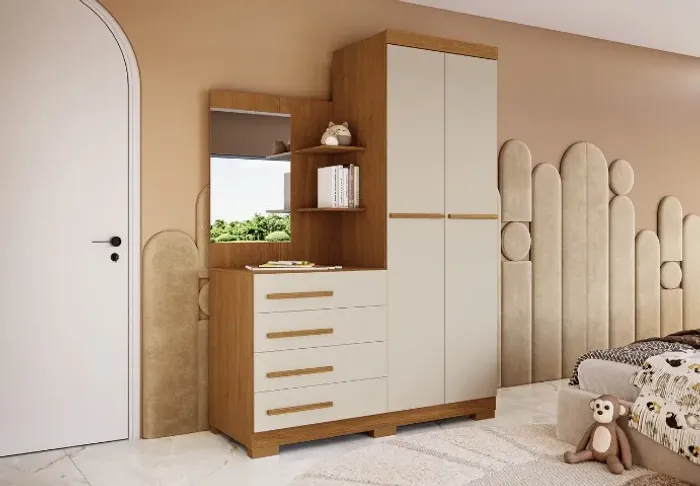 Guarda Roupa em MDF Melissa C/ Espelho (Novo)