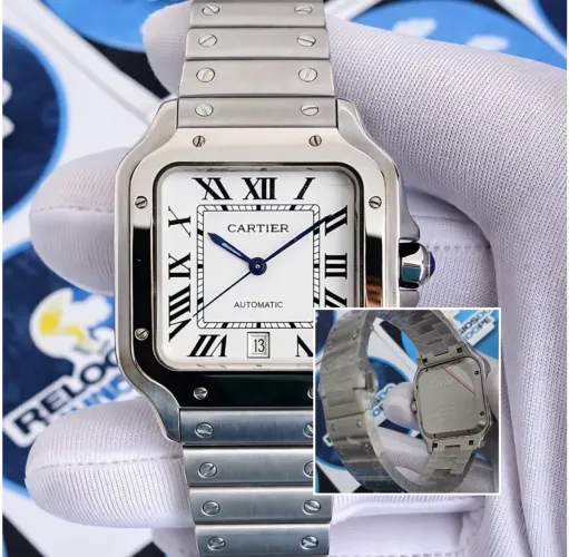 RELÓGIO CARTIER SANTOS FUNDO BRANCO