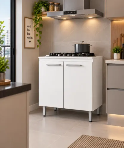 Balcão para Cozinha 2 Portas Branco
