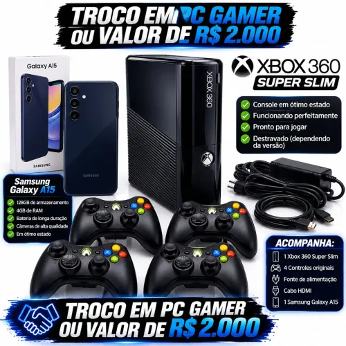 XBOX 360 DESTRAVADO E A15g Em perfeito estado. Troco em um PC GAMER ou R$2000