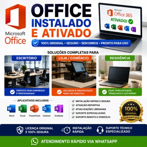Ativo Microsoft Office 365, Word Excel, Windows 10/11 e CorelDRAW Suporte Online 24h
