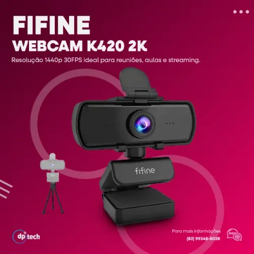 Webcam FIFINE K420 2K 1440p@30FPS | Plug & Play -Entrega Grátis-