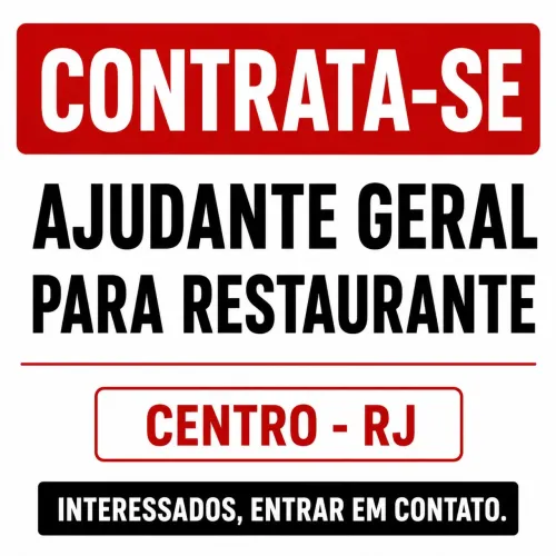 Contrata-se ajudante geral para restaurante centro RJ 