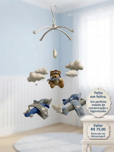 Mobile aviador bebes ursos decoracão bebê infantil