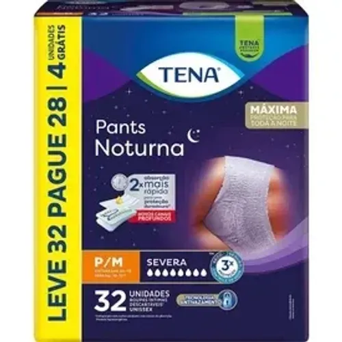 DOIS PACOTES DE TENA PANTS NOTURNA, Roupa Para Incontinência Urinária, P/M 32 Unidades