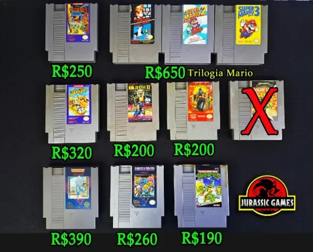 Jogos NES Originais Nintendo. Metroid, Metal Gear, Rygar, Tyger Heli, Pitfall, Mario Bros